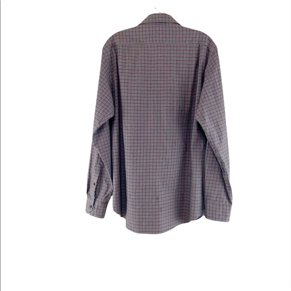 Hart Schaffner Button Down Checked Gray Red Long Sleeve Shirt Men Size Medium - Picture 6 of 10